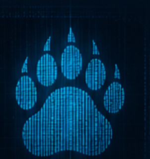 Digital blue bear paw graphic